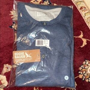 Eddie Bauer Navy thermal half button NWT, sealed in bag